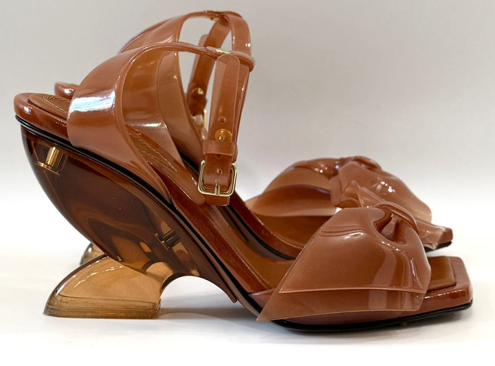 ZIMMERMAN JELLY BOW 85 WEDGE HEELS SANDALS