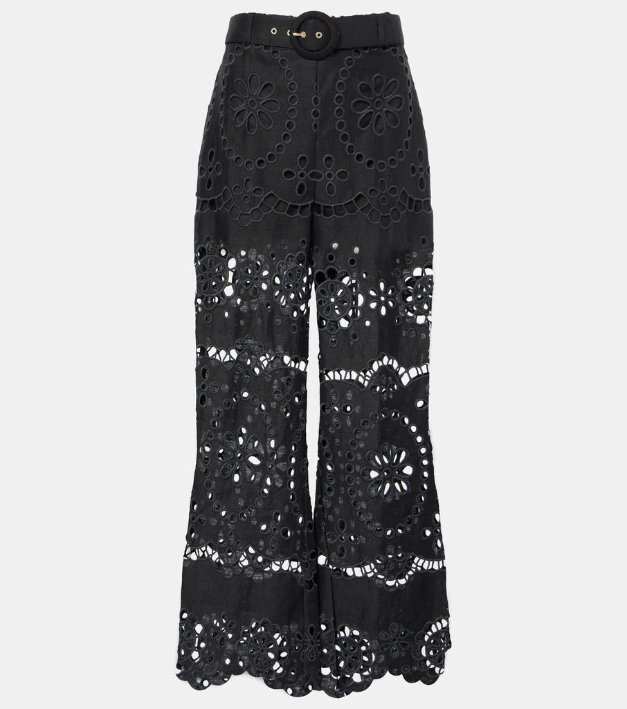 【Zimmermann】Pop embroidered linen wide-leg pants ZIMMERMANN POP EMBROIDERED LINEN WIDE LEG PANTS – Caroline's