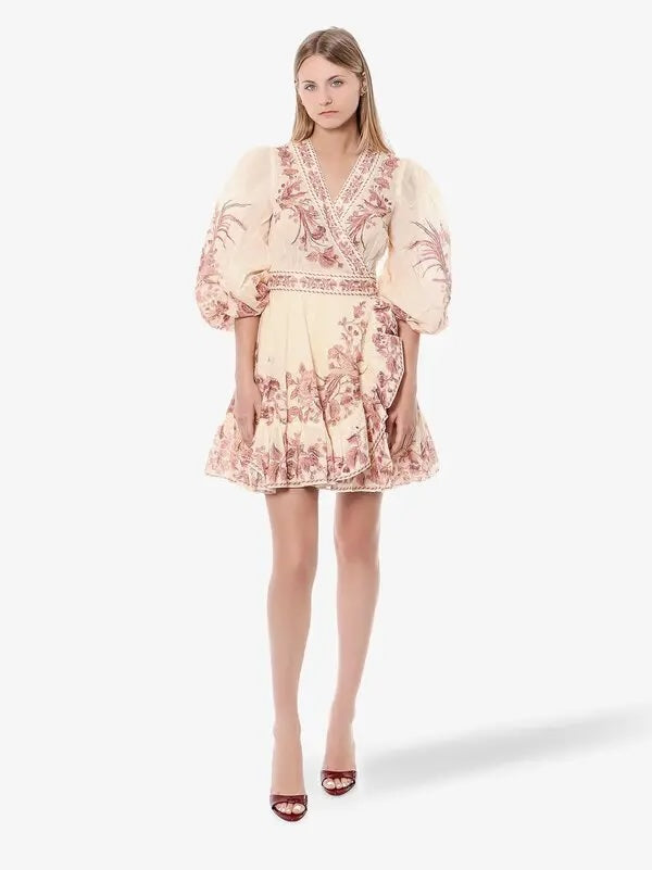 ZIMMERMANN WAVERLY POPLIN WRAP MINI DRESS