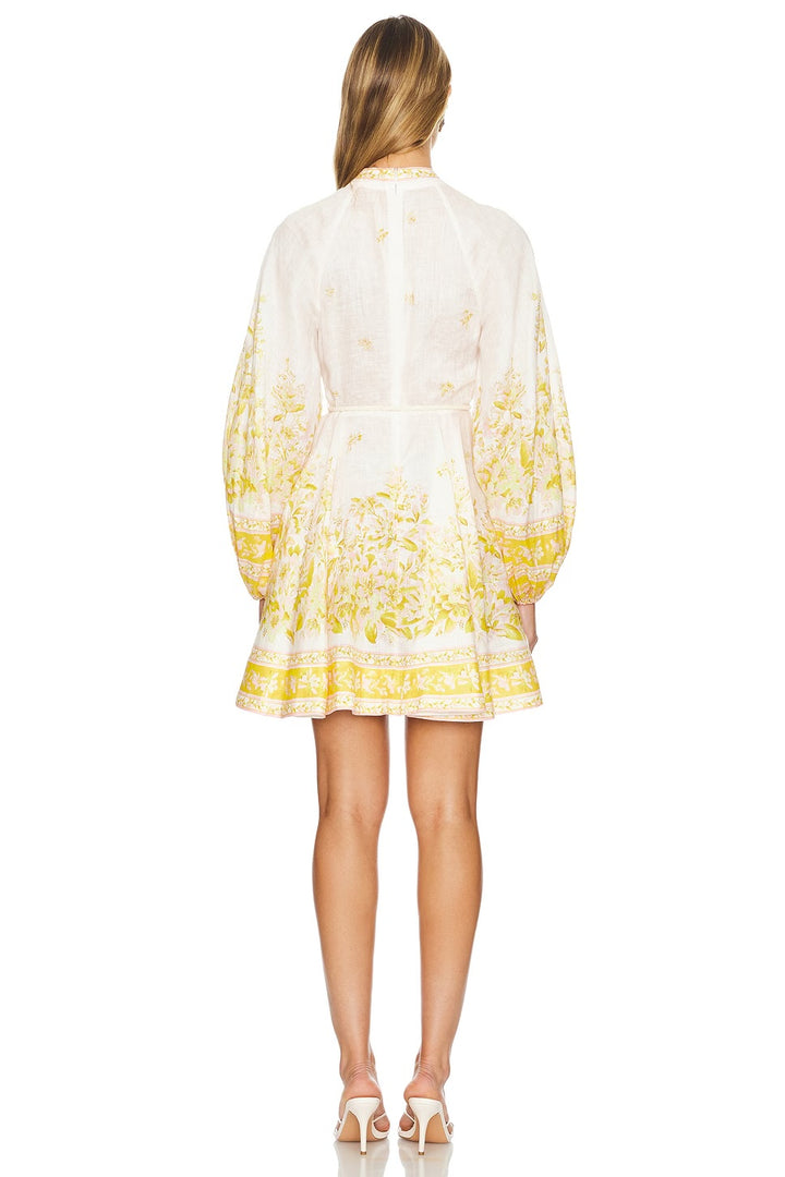 ZIMMERMANN GOLDEN FLORAL LINEN MINI DRESS