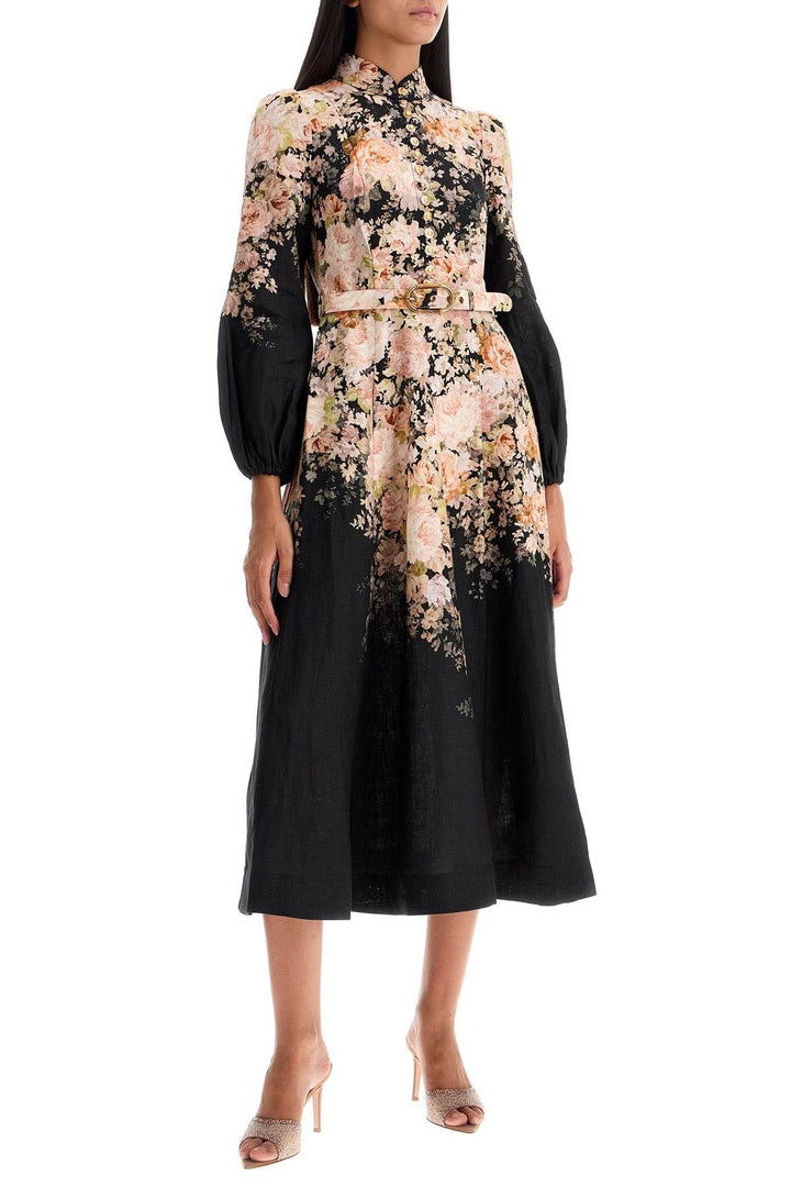 ZIMMERMANN FLORAL PRINT LINEN MIDI DRESS – Caroline's Fashion Luxuries
