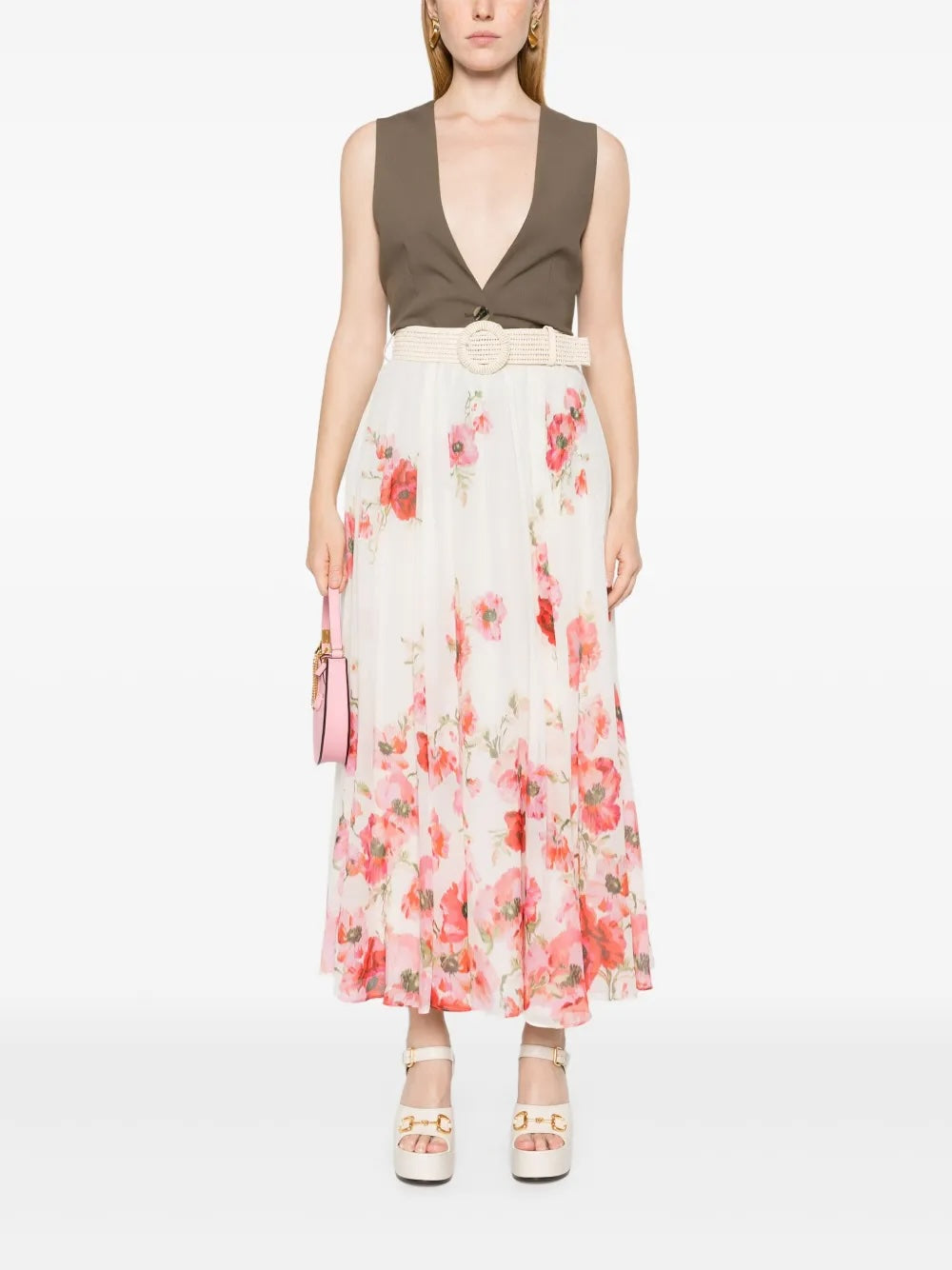 ZIMMERMANN LIGHTBURST FLORAL COTTON SILK BLEND SKIRT