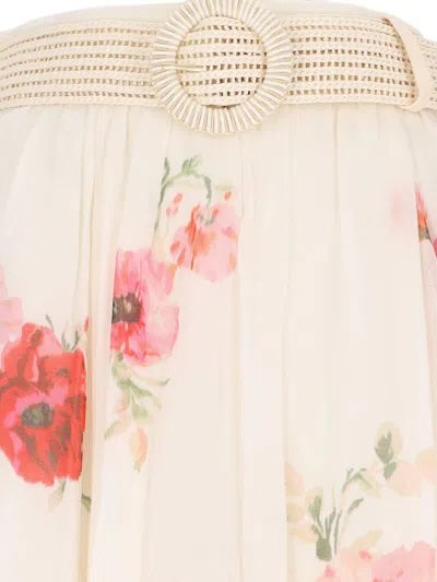 ZIMMERMANN LIGHTBURST FLORAL COTTON SILK BLEND SKIRT