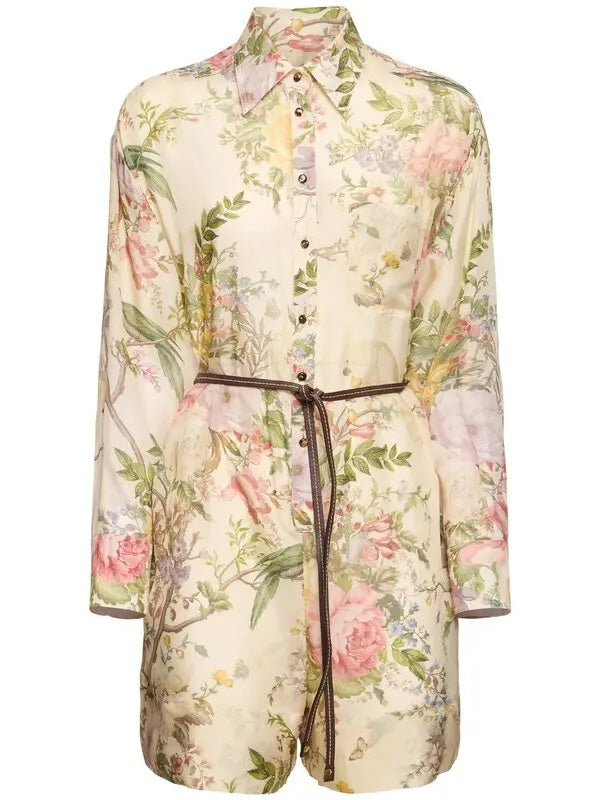 ZIMMERMANN WAVERLY SILK PRINTED ROMPER