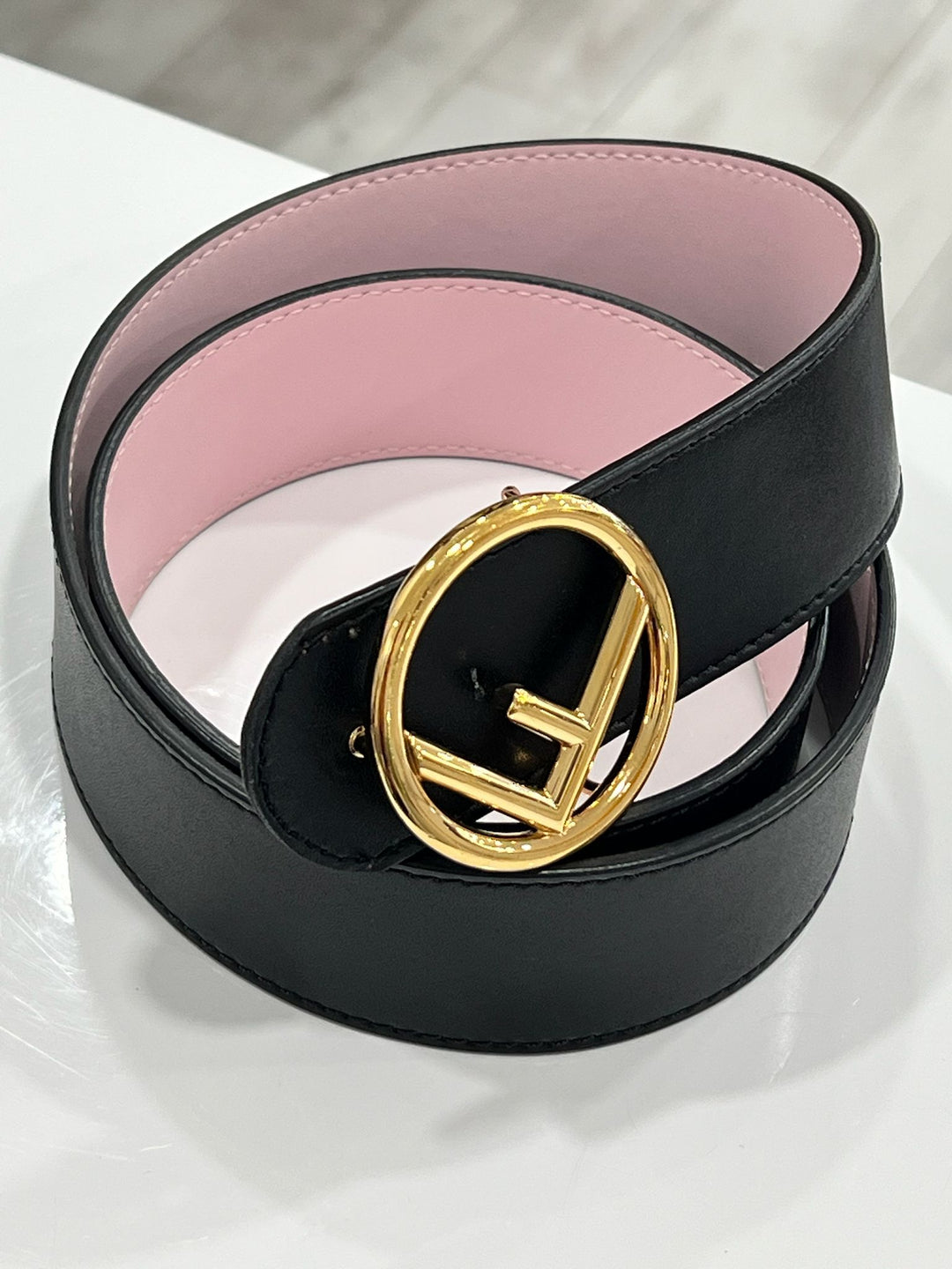 FENDI VITELLO LIBERTY F BI-COLOR REVERSIBLE BELT