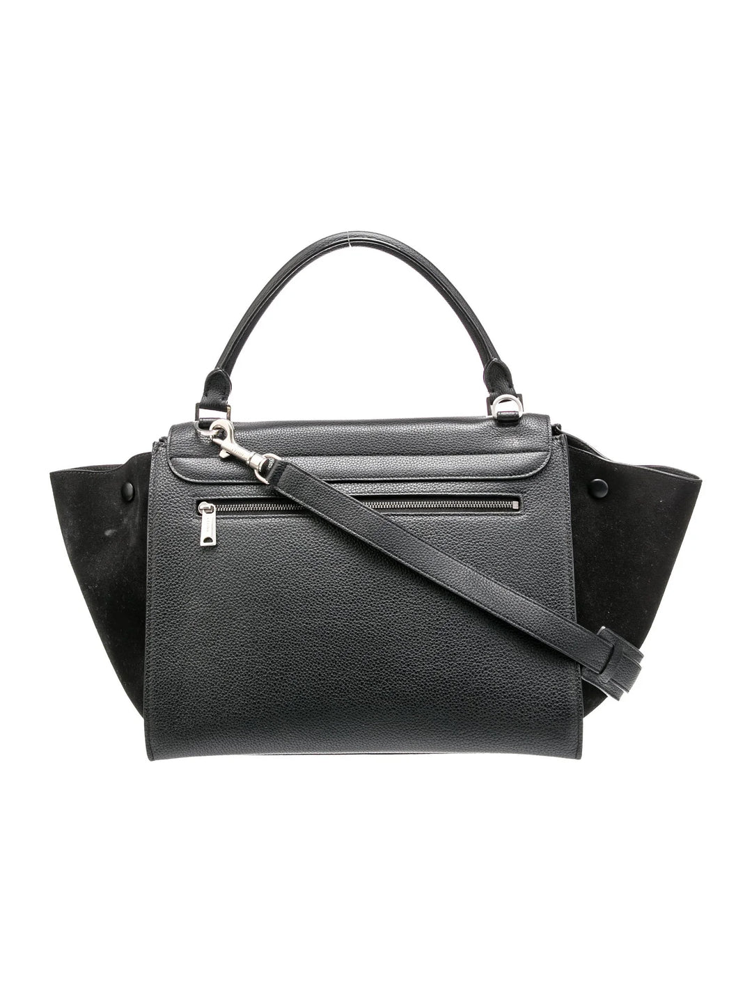 CÉLINE DRUMMED CALFSKIN &amp; SUEDE MEDIUM TRAPEZE SHOULDER BAG
