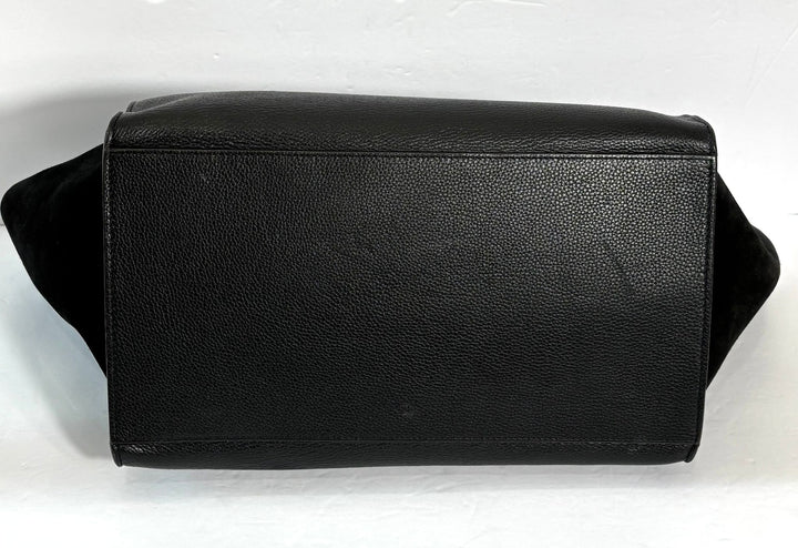 CÉLINE DRUMMED CALFSKIN &amp; SUEDE MEDIUM TRAPEZE SHOULDER BAG