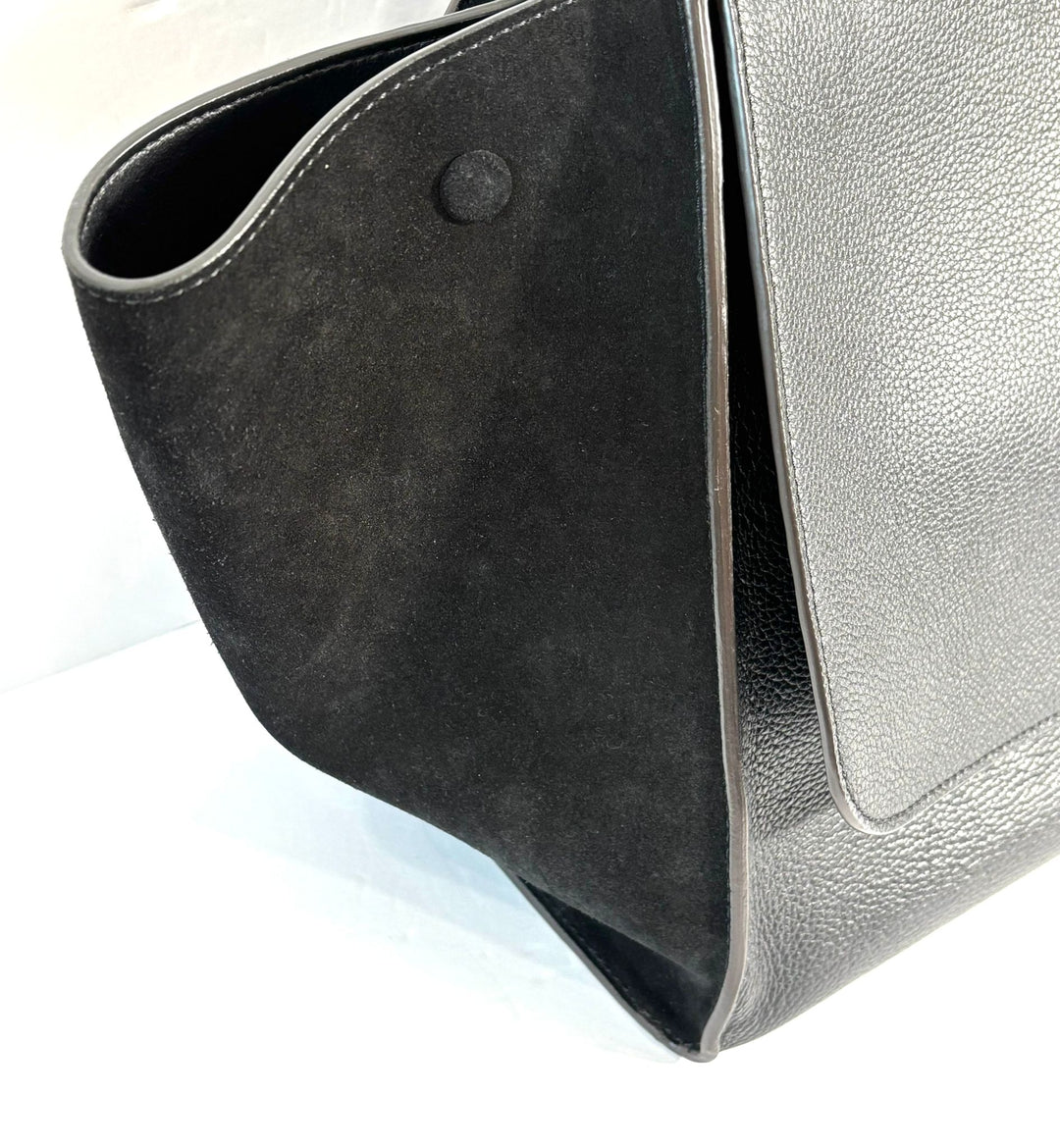 CÉLINE DRUMMED CALFSKIN &amp; SUEDE MEDIUM TRAPEZE SHOULDER BAG