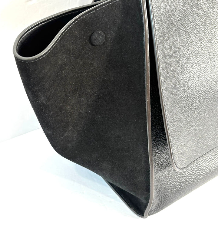 CÉLINE DRUMMED CALFSKIN &amp; SUEDE MEDIUM TRAPEZE SHOULDER BAG