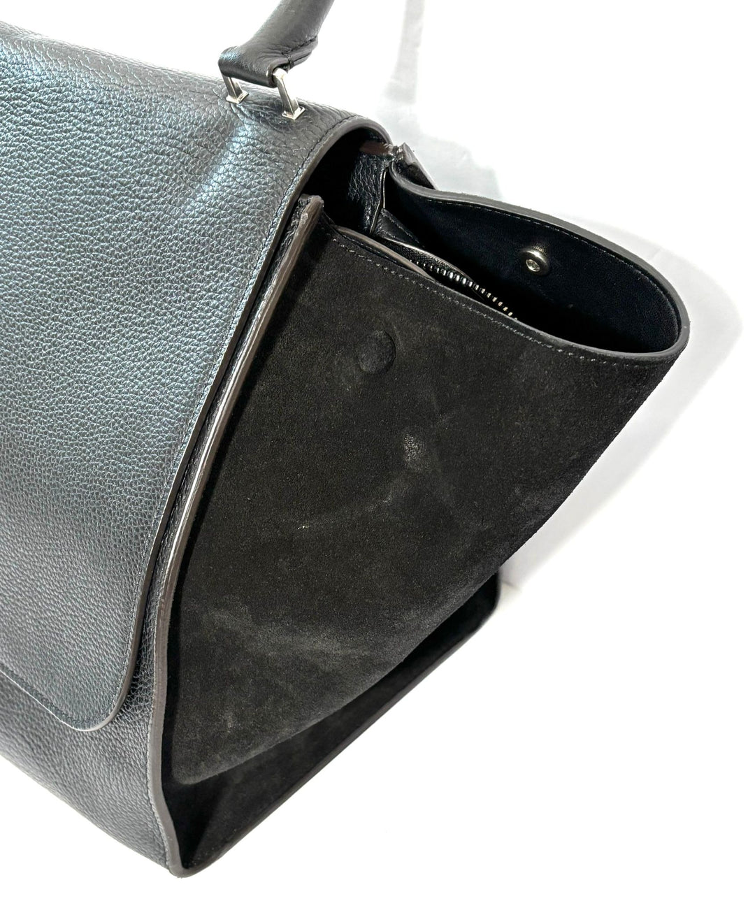 CÉLINE DRUMMED CALFSKIN &amp; SUEDE MEDIUM TRAPEZE SHOULDER BAG