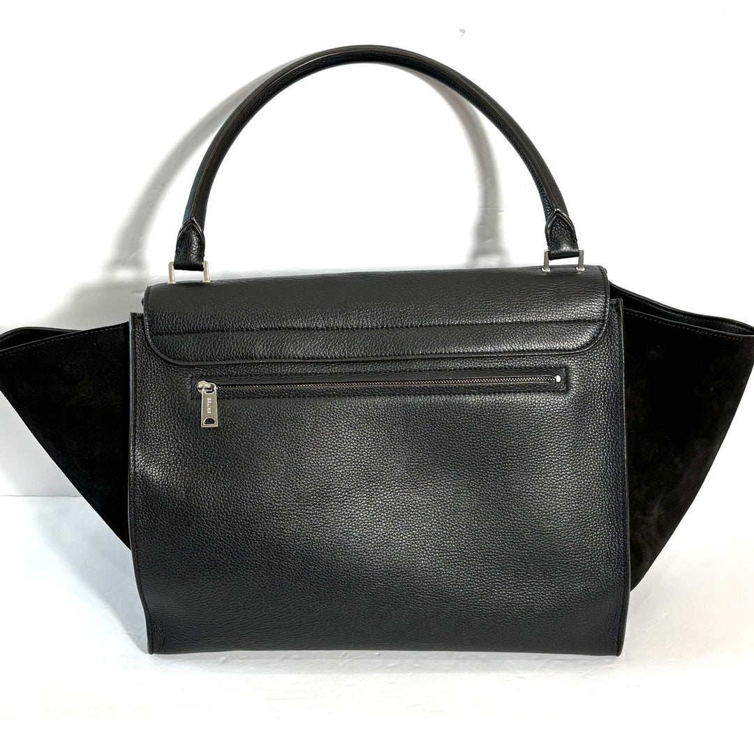 CÉLINE DRUMMED CALFSKIN &amp; SUEDE MEDIUM TRAPEZE SHOULDER BAG