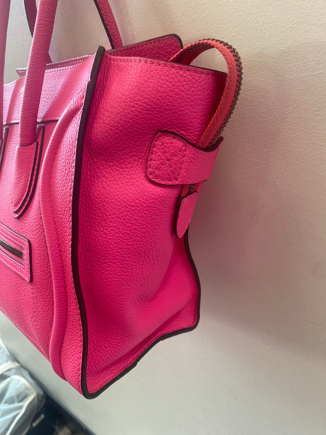 CÉLINE DRUMMED LEATHER MICRO PHANTOM TOTE BAG