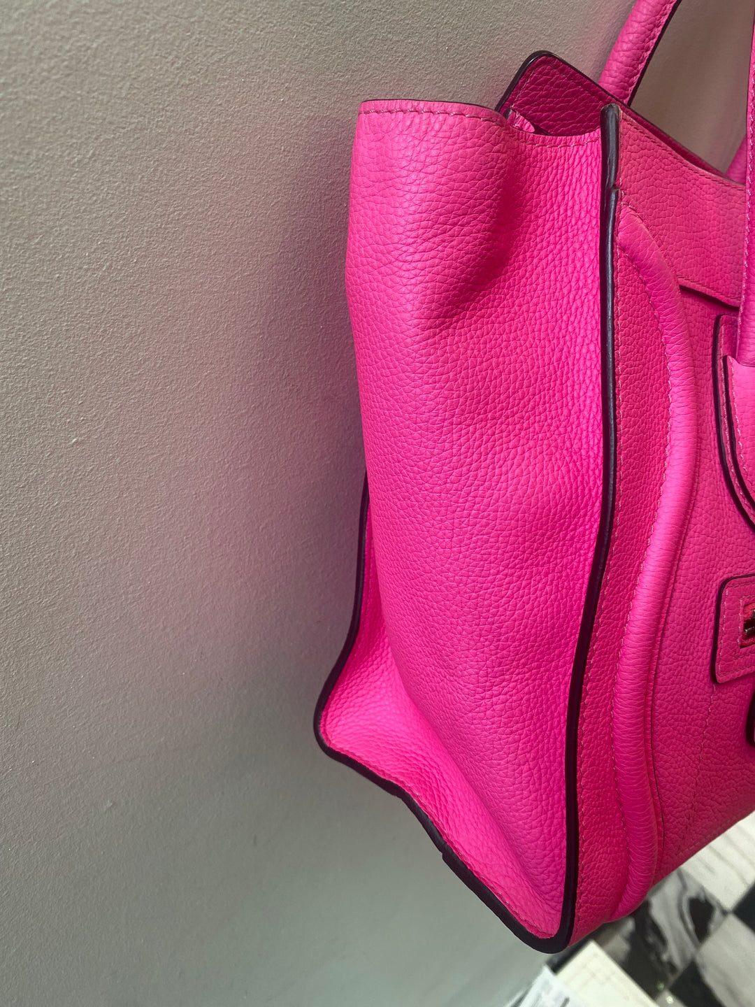 CÉLINE DRUMMED LEATHER MICRO PHANTOM TOTE BAG