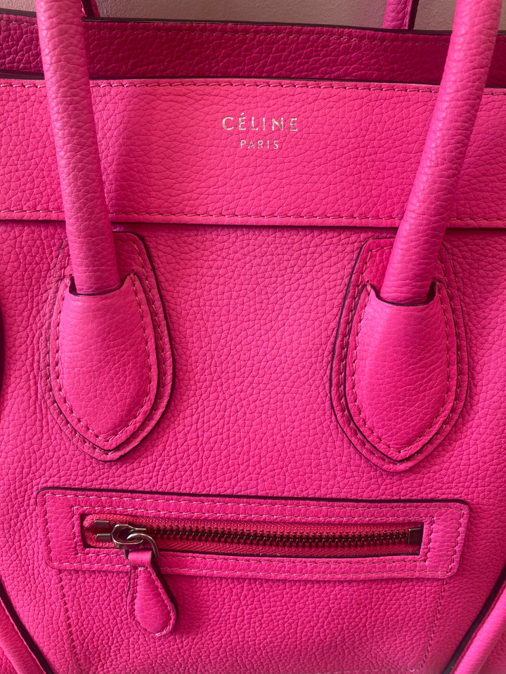 CÉLINE DRUMMED LEATHER MICRO PHANTOM TOTE BAG