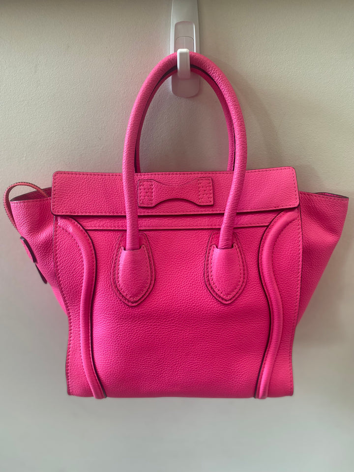 CÉLINE DRUMMED LEATHER MICRO PHANTOM TOTE BAG