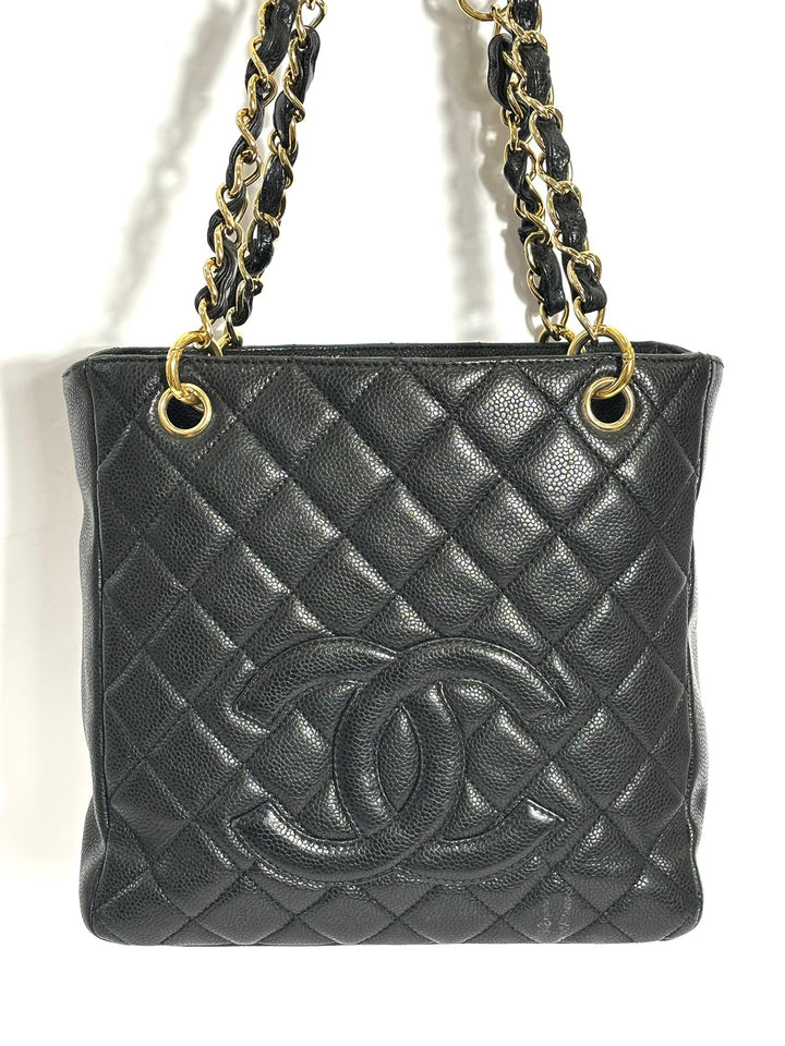 CHANEL CAVIAR QUILTED LEATHER PETIT SHOPPING TOTE BAG PST
