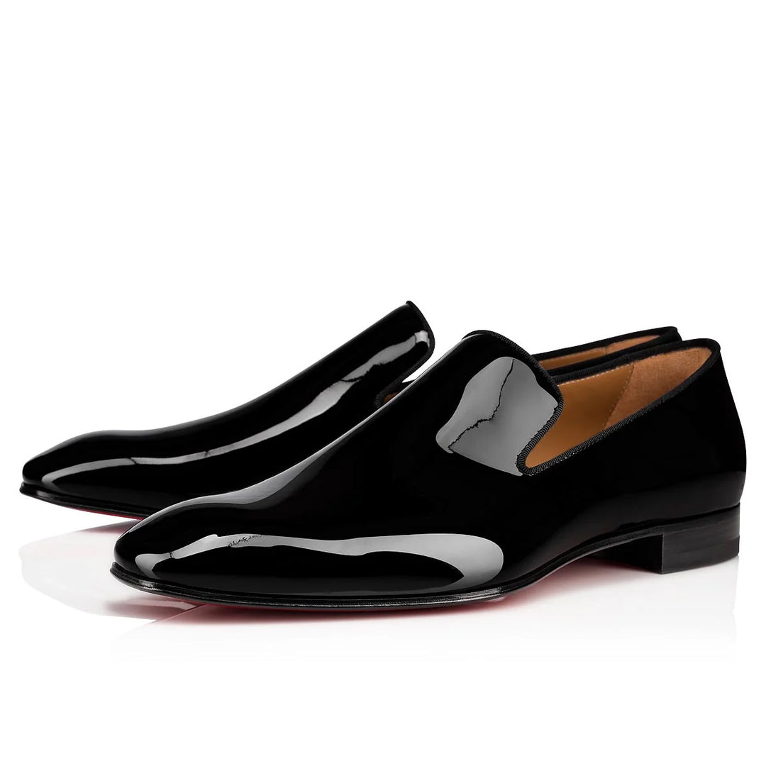 CHRISTIAN LOUBOUTIN SHINY PATENT DANDELION LOAFERS