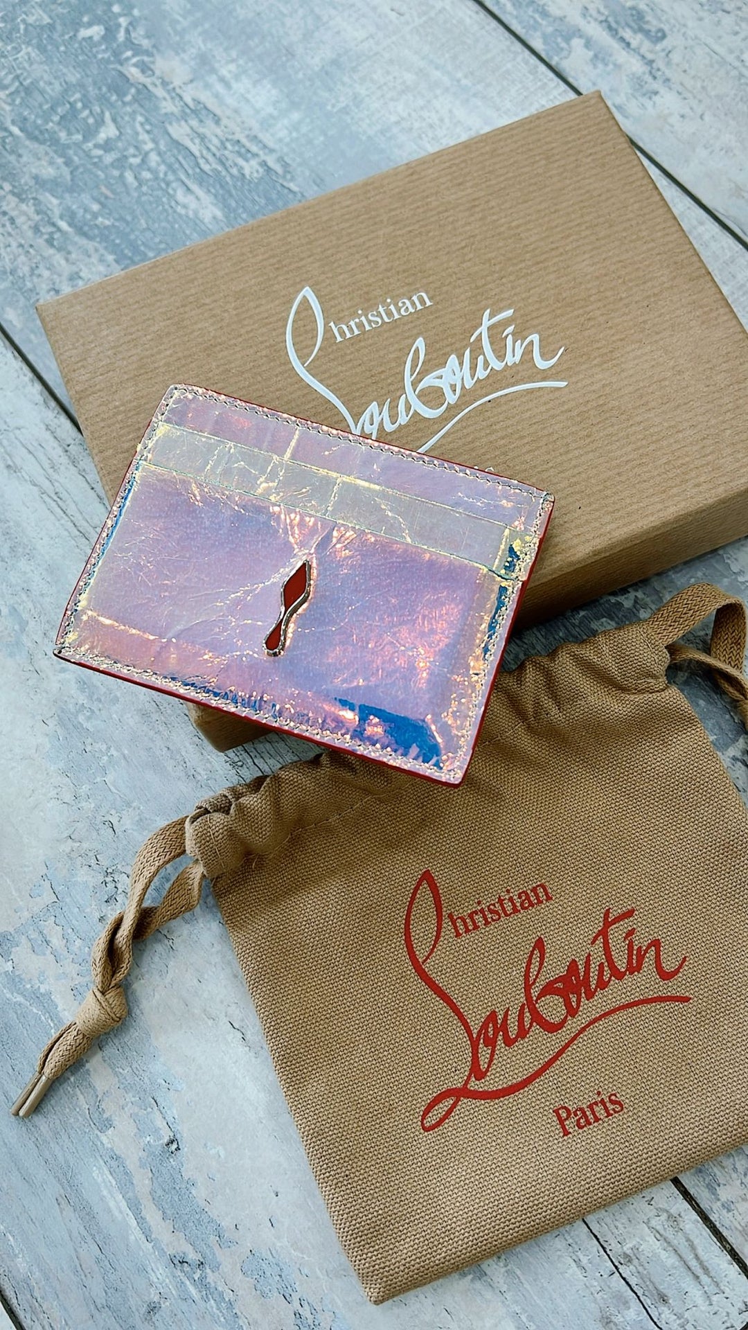 CHRISTIAN LOUBOUTIN LEATHER PRINTED CARD HOLDER