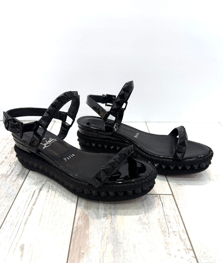CHRISTIAN LOUBOUTIN PYRACLOU ESPADRILLE WEDGE SANDALS