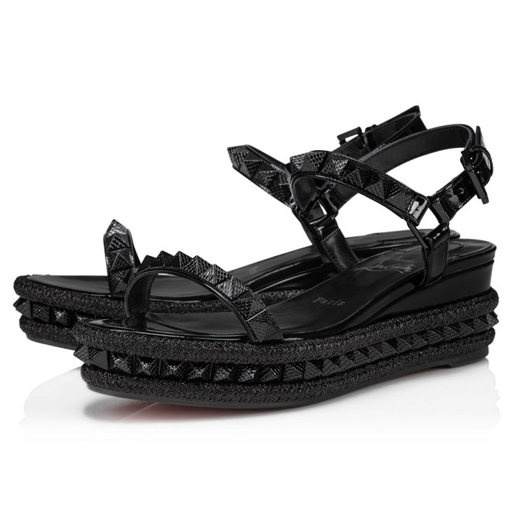 CHRISTIAN LOUBOUTIN PYRACLOU ESPADRILLE WEDGE SANDALS