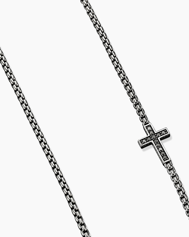 DAVID YURMAN STREAMLINE® CROSS STATION STERLING SILVER BLACK DIAMONDS NECKLACE