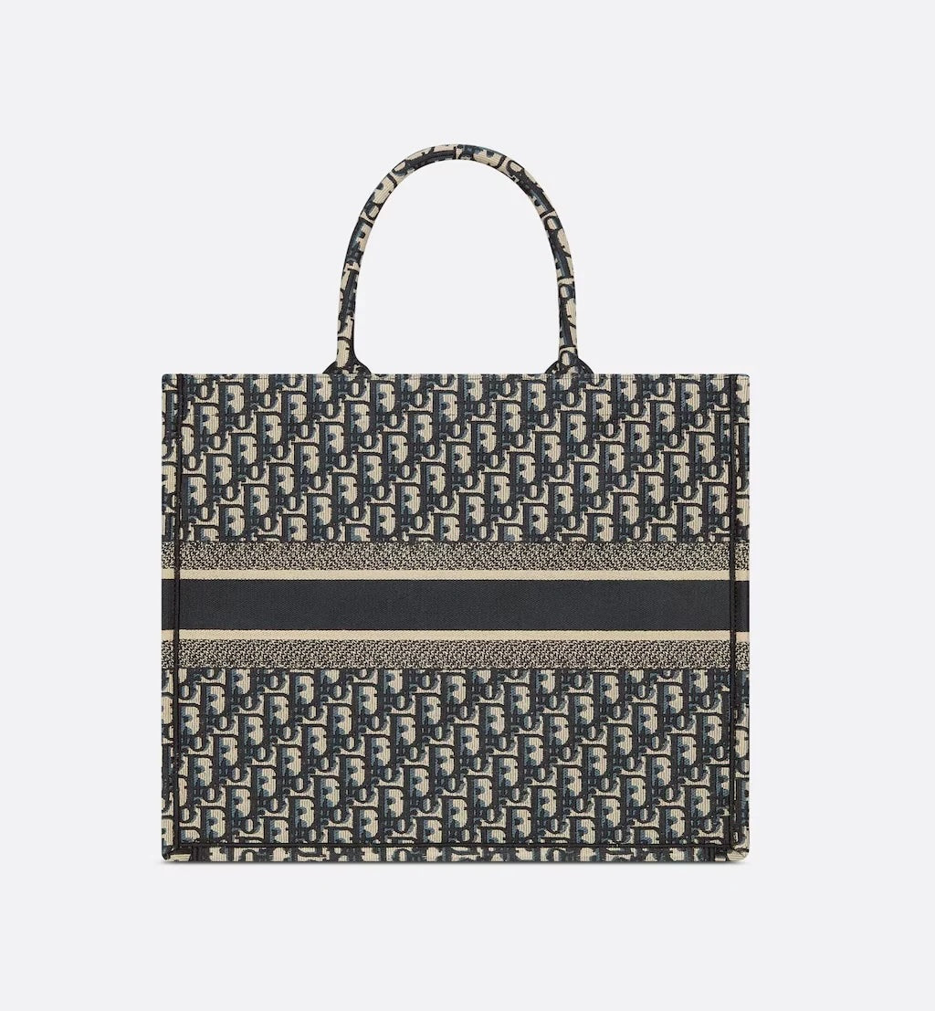 CHRISTIAN DIOR OBLIQUE EMBROIDERY LARGE BOOK TOTE BAG