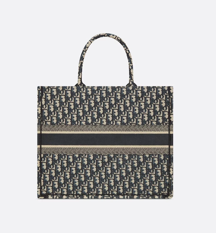 CHRISTIAN DIOR OBLIQUE EMBROIDERY LARGE BOOK TOTE BAG