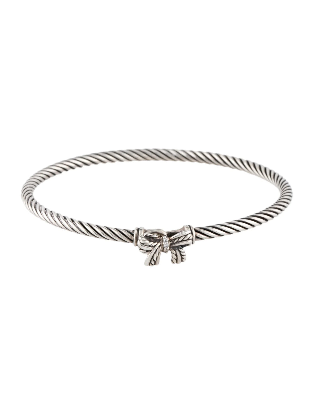DAVID YURMAN DIAMOND CABLE 18K BOW BANGLE BRACELET