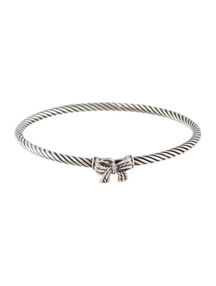 DAVID YURMAN DIAMOND CABLE 18K BOW BANGLE BRACELET