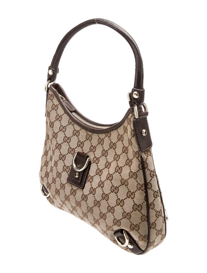 GUCCI MONOGRAM SMALL ABBEY D RING HOBO BAG