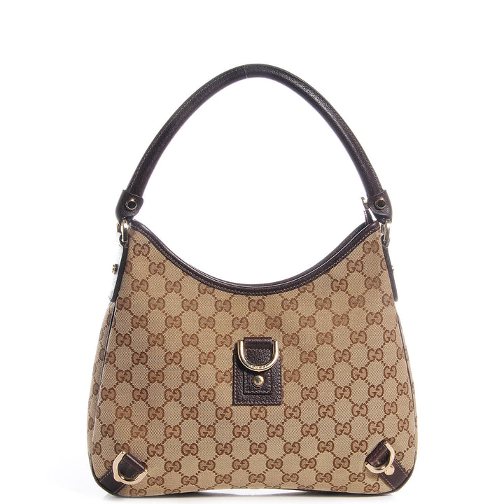 GUCCI MONOGRAM SMALL ABBEY D RING HOBO BAG