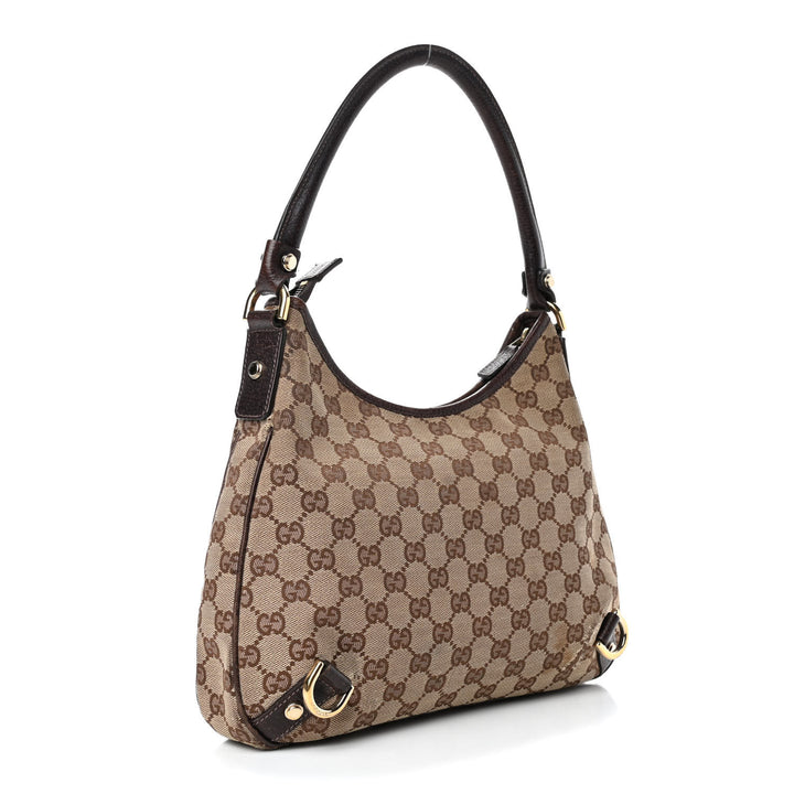 GUCCI MONOGRAM SMALL ABBEY D RING HOBO BAG