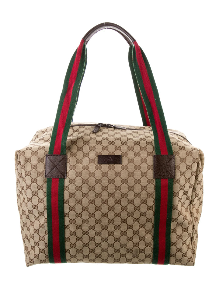 GUCCI GG CANVAS WEB MEDIUM DUFFLE BAG