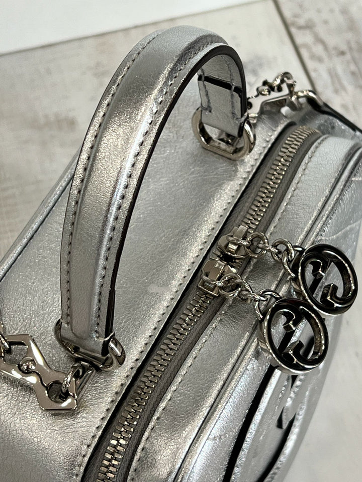 GUCCI BLONDIE METALLIC CALFSKIN LEATHER TOP HANDLE BAG