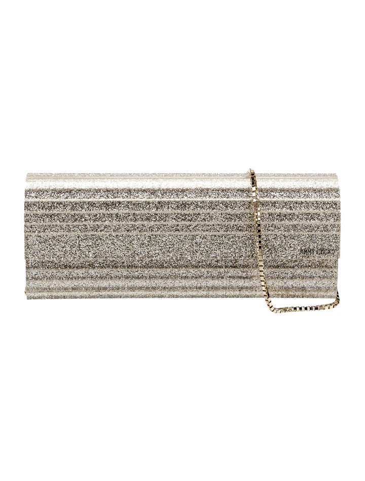 JIMMY CHOO GOLD CLUTCH WITH CHAIN-LINK STRAP