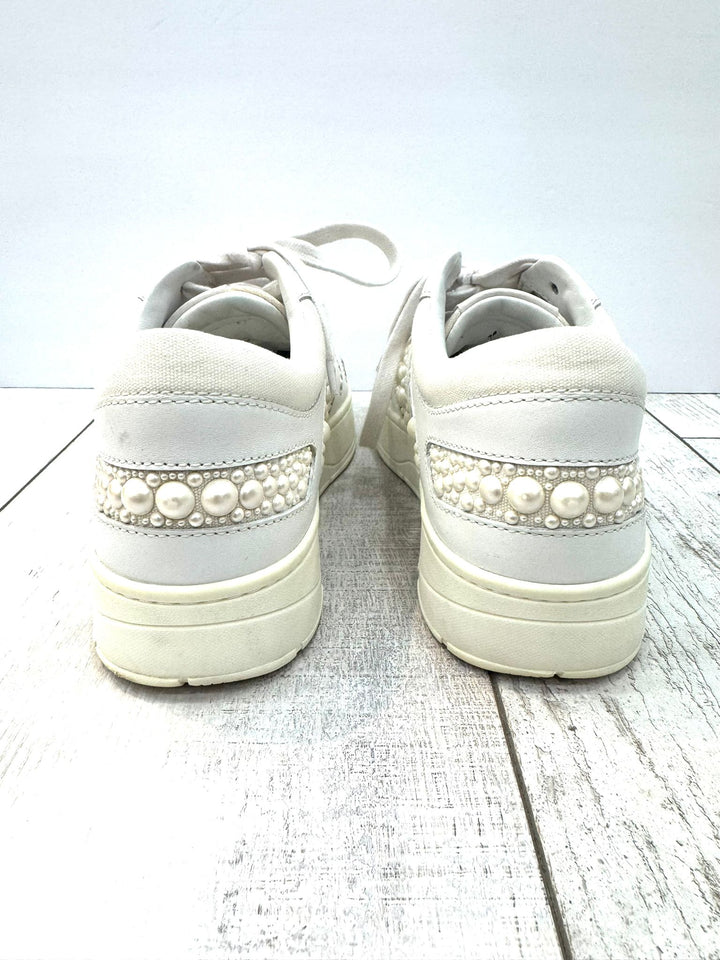JIMMY CHOO HAWAII F LOW TOP CALFSKIN LEATHER TRAINERS