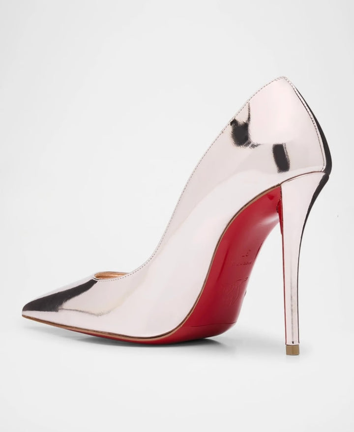 LOUBOUTIN MISS Z 100MM LAMINATED CALF LEATHER PUMPS – VINTAGE ROSE