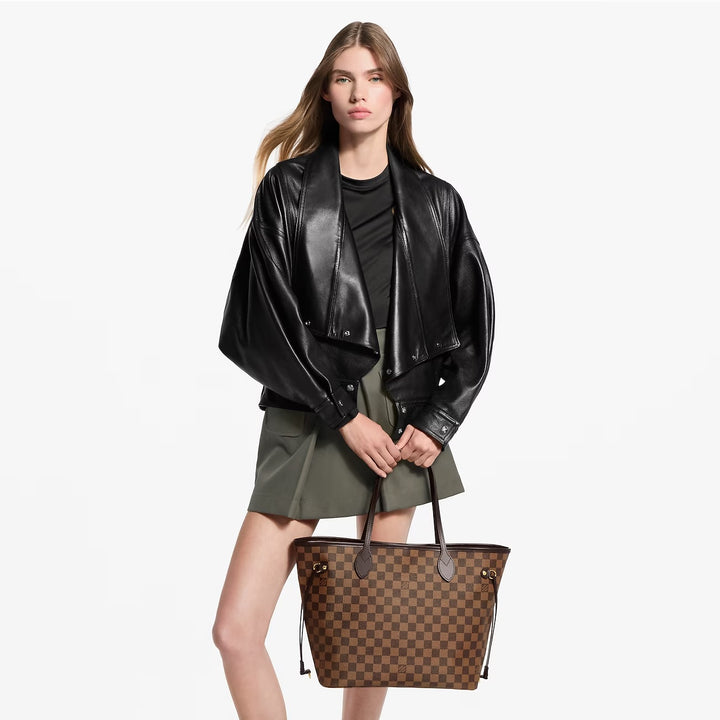 LOUIS VUITTON DAMIER EBENE NEVERFULL MM TOTE BAG-ROSE BALLERINE
