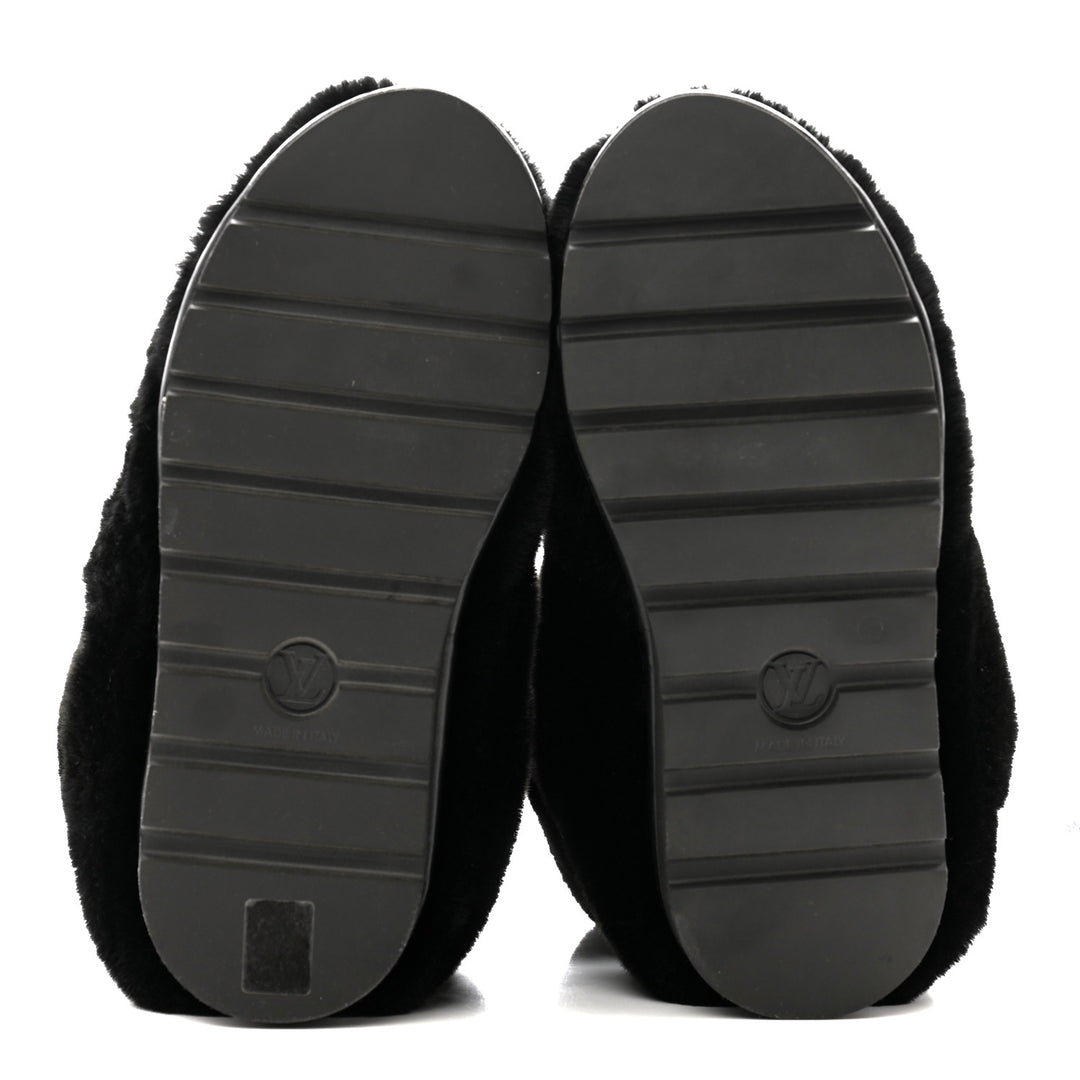 LOUIS VUITTON MONOGRAM MINK SLIPPERS