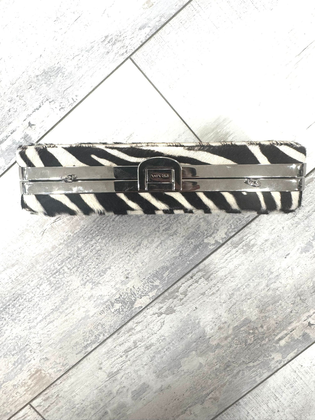 PRADA PONY HAIR ZEBRA CLUTCH WITH STRAP