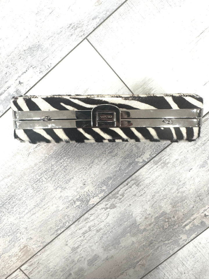 PRADA PONY HAIR ZEBRA CLUTCH WITH STRAP