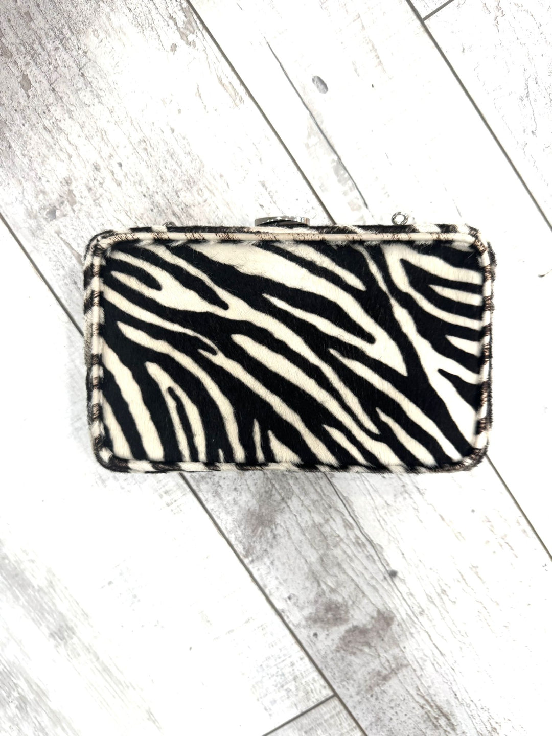 PRADA PONY HAIR ZEBRA CLUTCH WITH STRAP