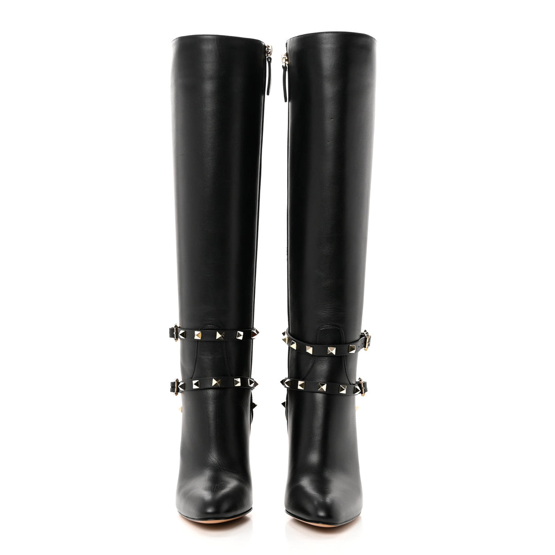 VALENTINO GARAVANI CALFSKIN ROCKSTUD KNEE-HIGH BOOTS