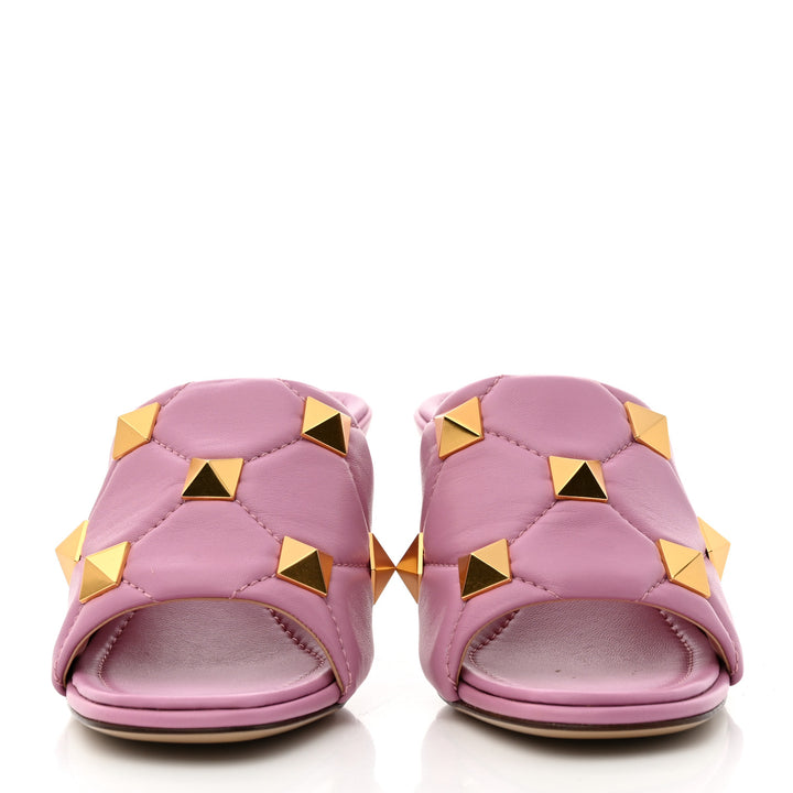 VALENTINO GARAVANI NAPPA QUILTED ROMAN STUD SLIDE