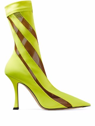 JIMMY CHOO X MUGLER MESH STRIP MID CALF BOOTS