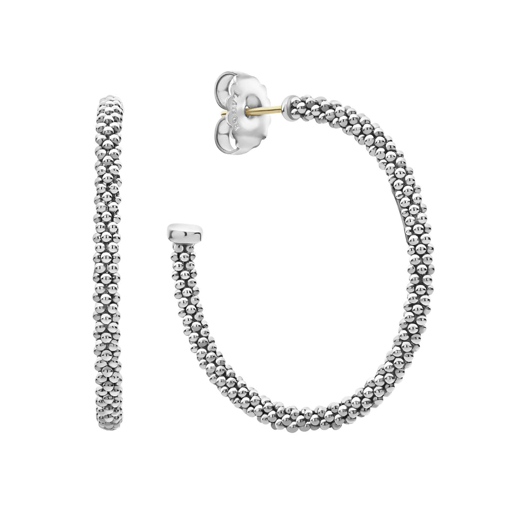 LAGOS SIGNATURE CAVIAR HOOP EARRINGS