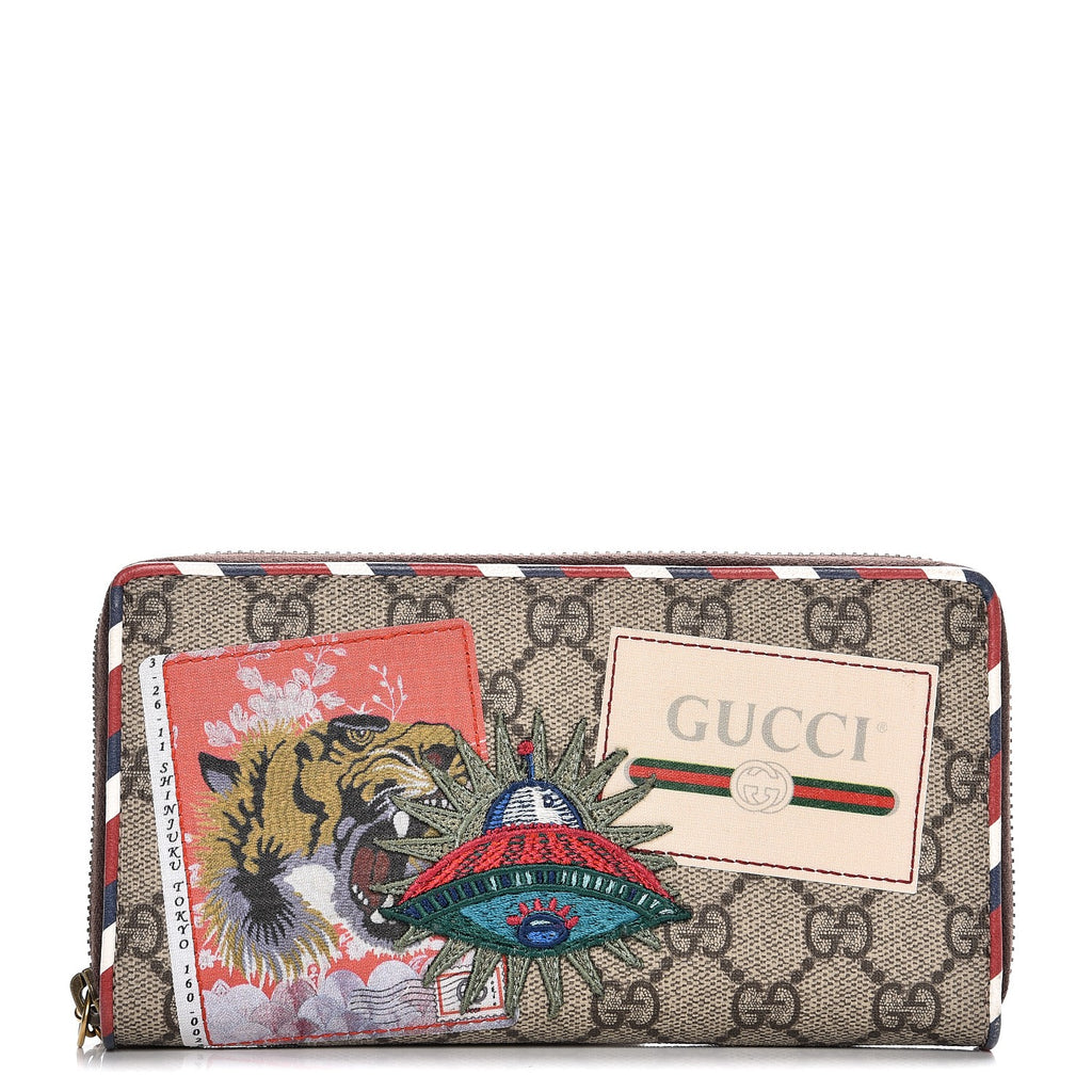 Gucci GG Supreme Monogram Courrier Embroidered UFO Zip Around