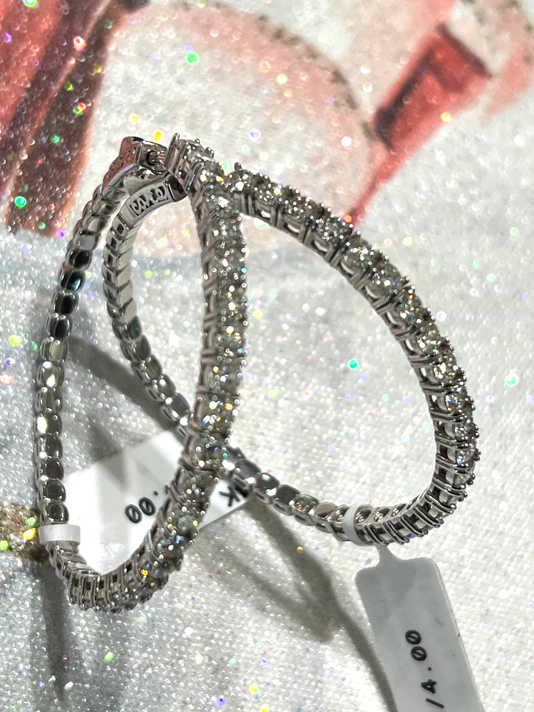 14K GOLD DIAMOND CROWN HOOP EARRINGS