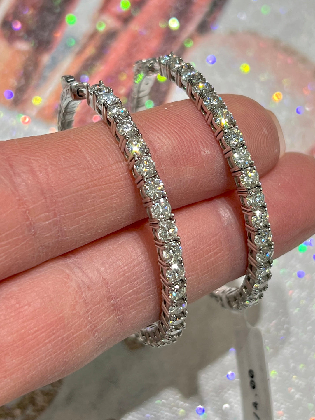 14K GOLD DIAMOND CROWN HOOP EARRINGS