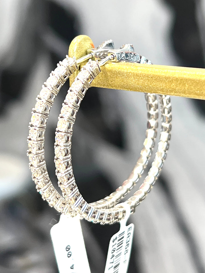 14K GOLD DIAMOND CROWN HOOP EARRINGS